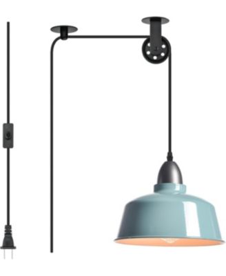 Farmhouse Plug in Pendant Light Pulley Pendant Lamp