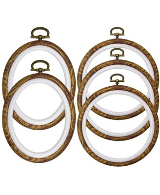 5 Pack Embroidery Hoops Oval Round Craft Set