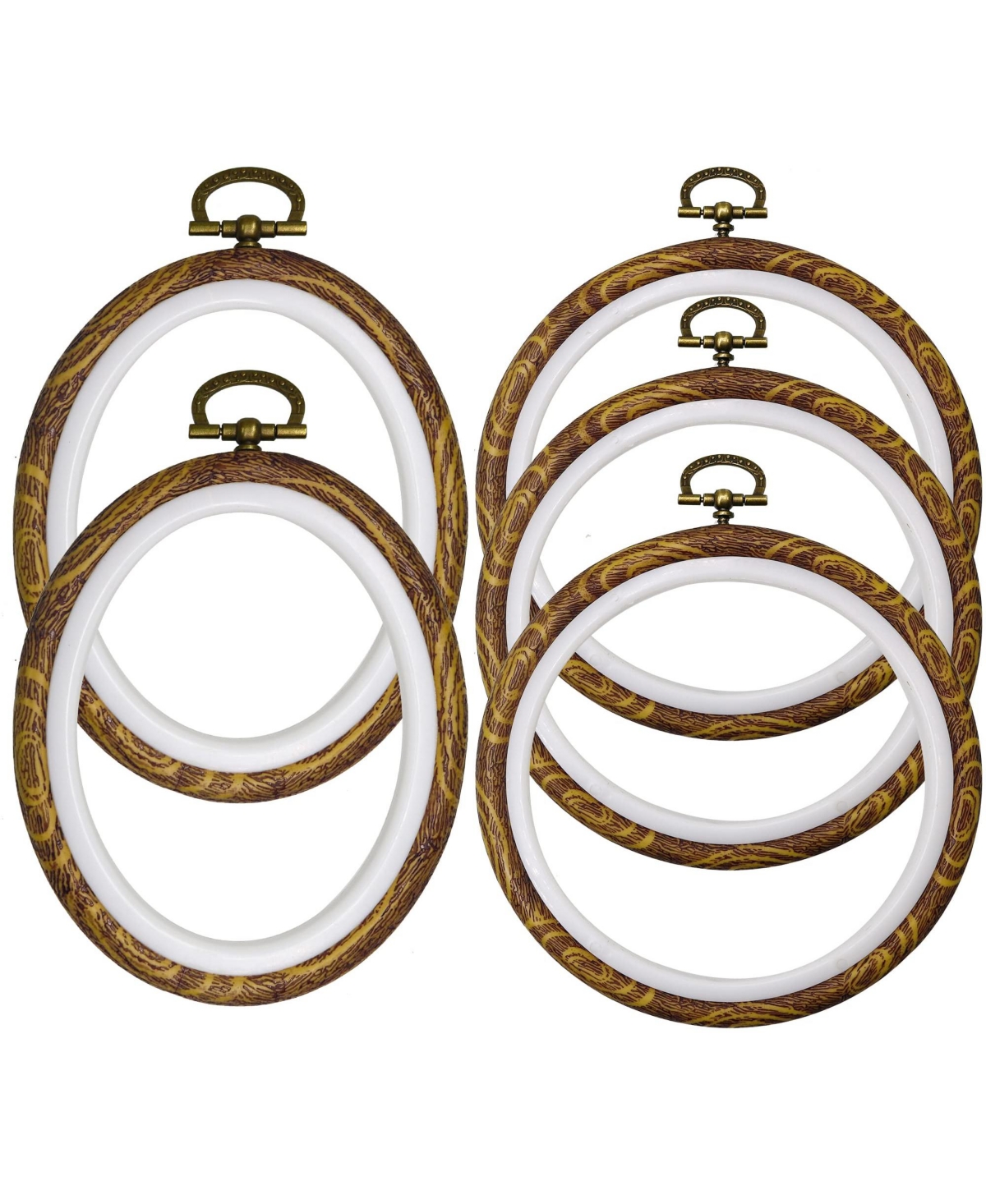 Aeelike 5 Pack Embroidery Hoops Oval Round Craft Set
