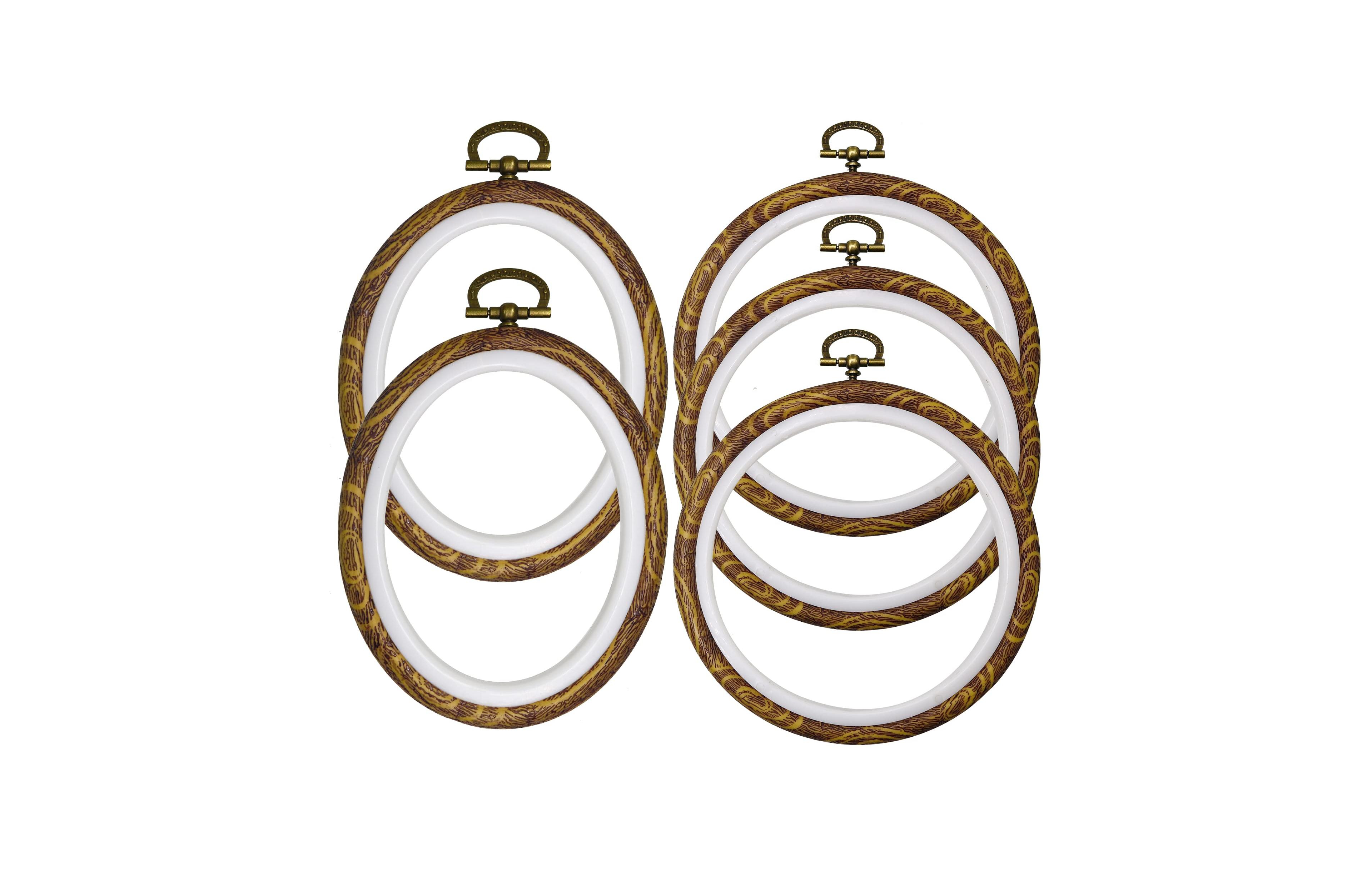 Aeelike 5 Pack Embroidery Hoops Oval Round Craft Set