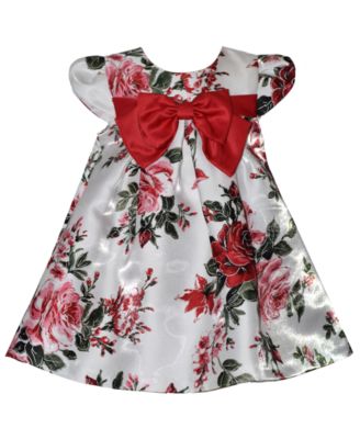 Baby Girls' Floral-Jacquard Bow-Front Special-Occasion Dress