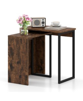 2 in 1 Nesting Coffee Table Set of 2 for Living Room and Bedroom