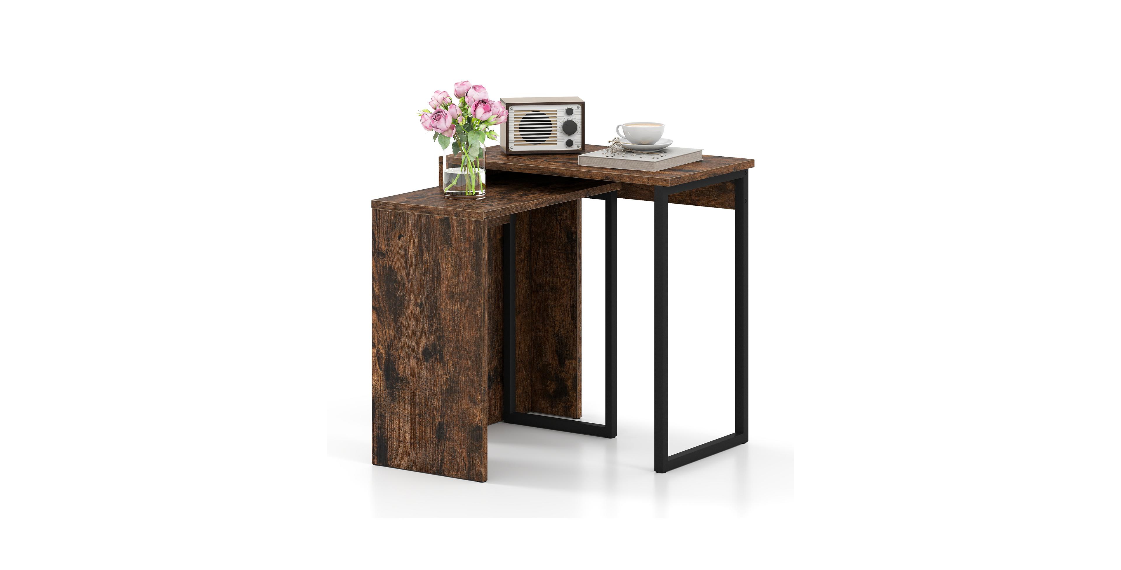 Mecale 2 in 1 Nesting Coffee Table Set of 2 for Living Room and Bedroom