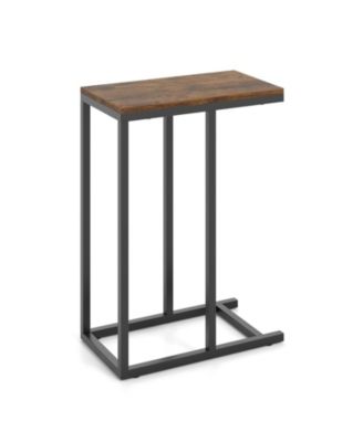 C Shaped Side Table with Heavy Duty Metal Frame
