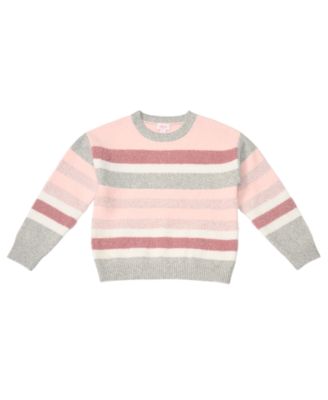 Girls' 7-16 Long-Sleeve Striped Crewneck Sweater