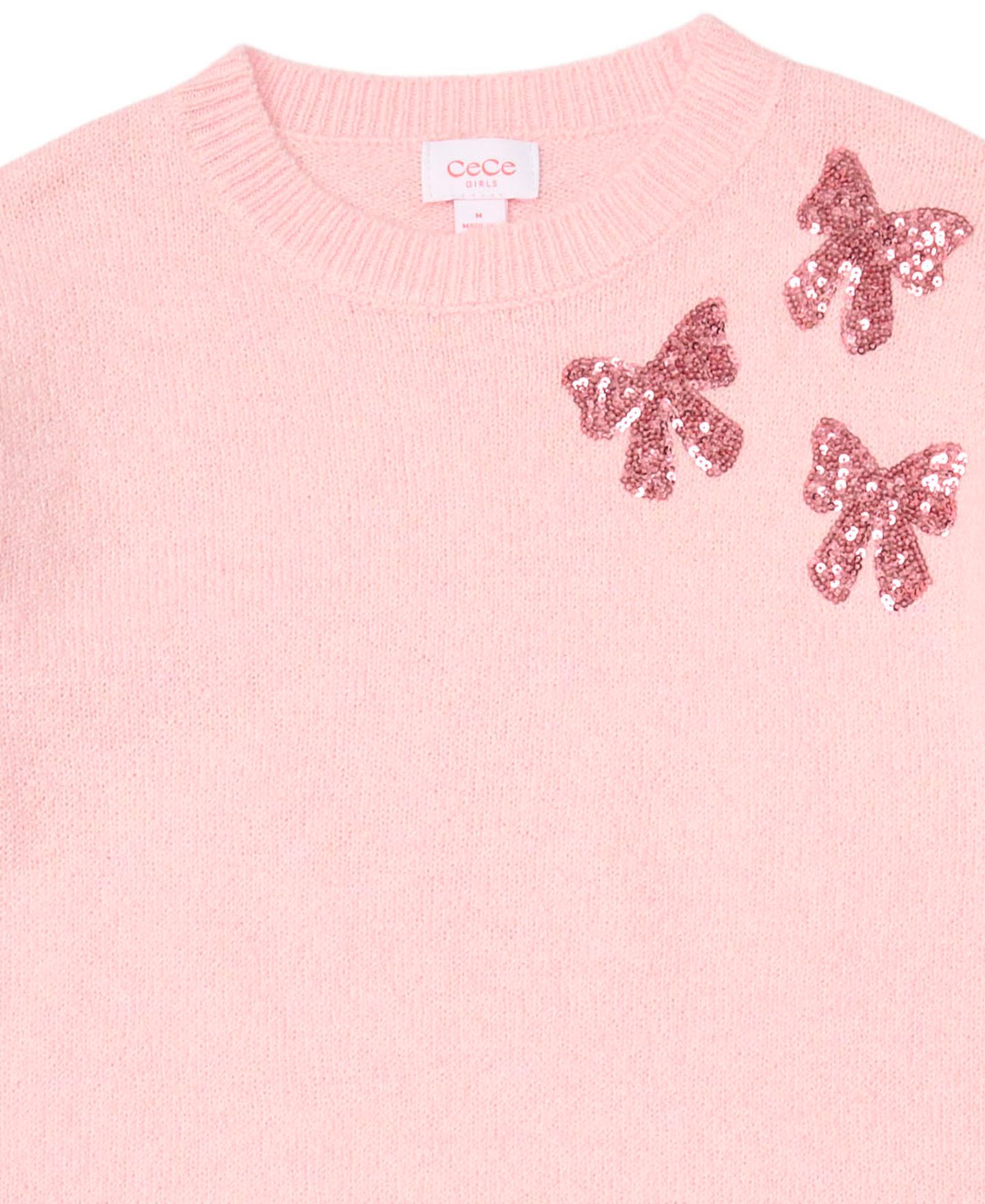 Платье CeCe Sequin Long-Sleeve Crewneck Dress для девочек, цвет: Светлый розовый — фото 6