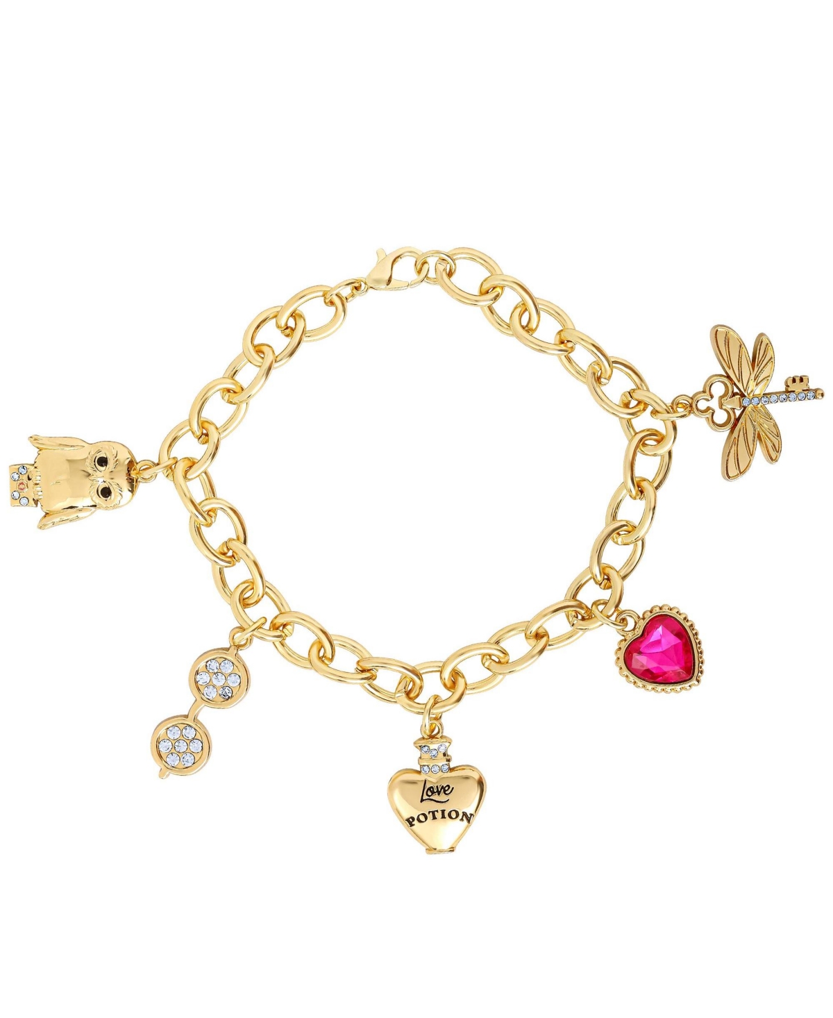 Harry Potter Women's Gold-Tone Crystal Charm Bracelet