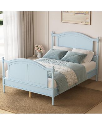 Traditional Wooden Full Platform Bed with Arched Headboard
