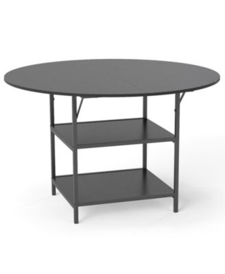 47-Inch Round Dining Table with Storage Shelves