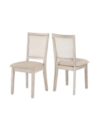 Sammie Beige Linen Rattan Dining Chair (Set of 2)