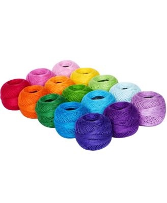 15 Balls Size 8 Rainbow Crochet Cotton Thread Floss For Hand Embroidery Crafts