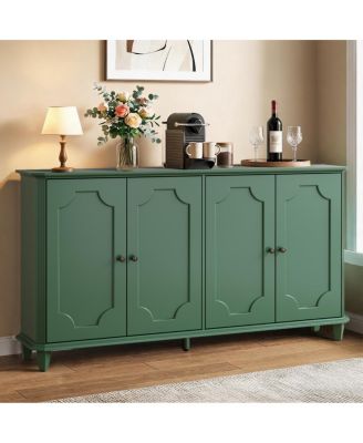 Farmhouse 4-Door Storage Credenza and Buffet Cabinet