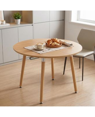 3-in-1 Extendable Round-to-Oval Dining Table, Space-Saving Kitchen Table for 4-8