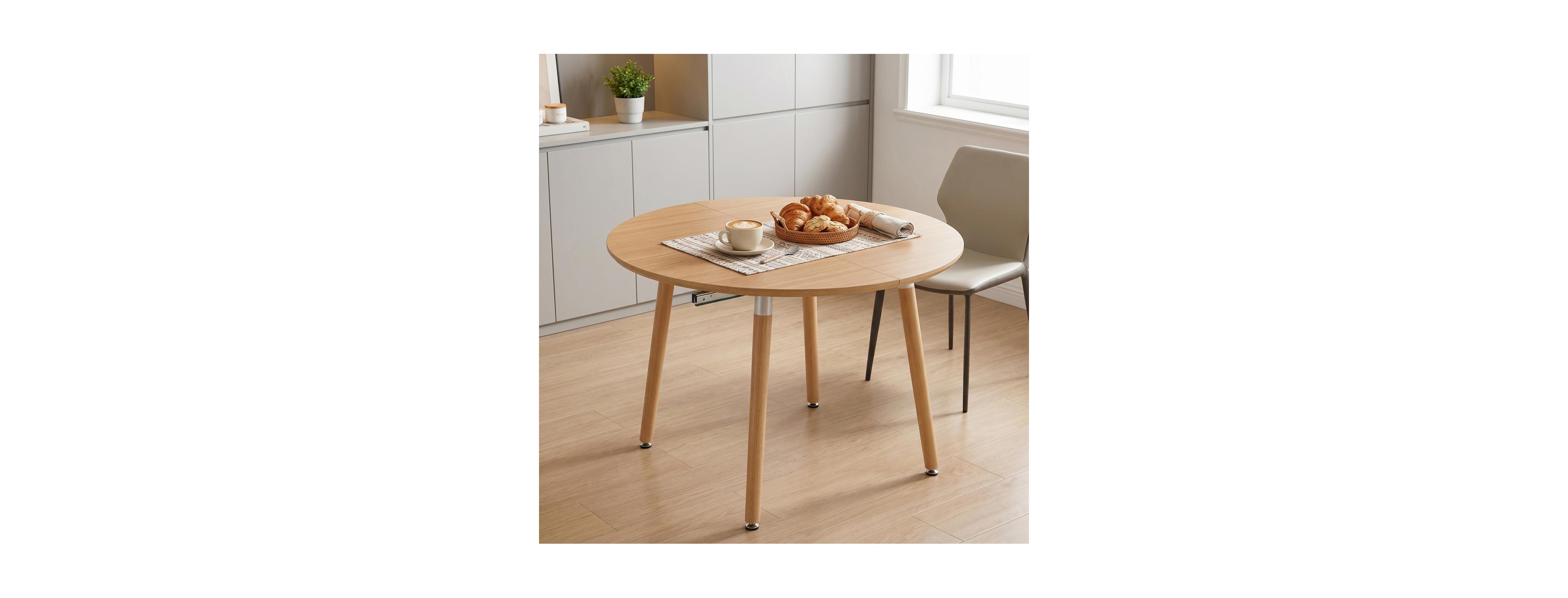 Streamdale Furniture 3-in-1 Extendable Round-to-Oval Dining Table, Space-Saving Kitchen Table for 4-8