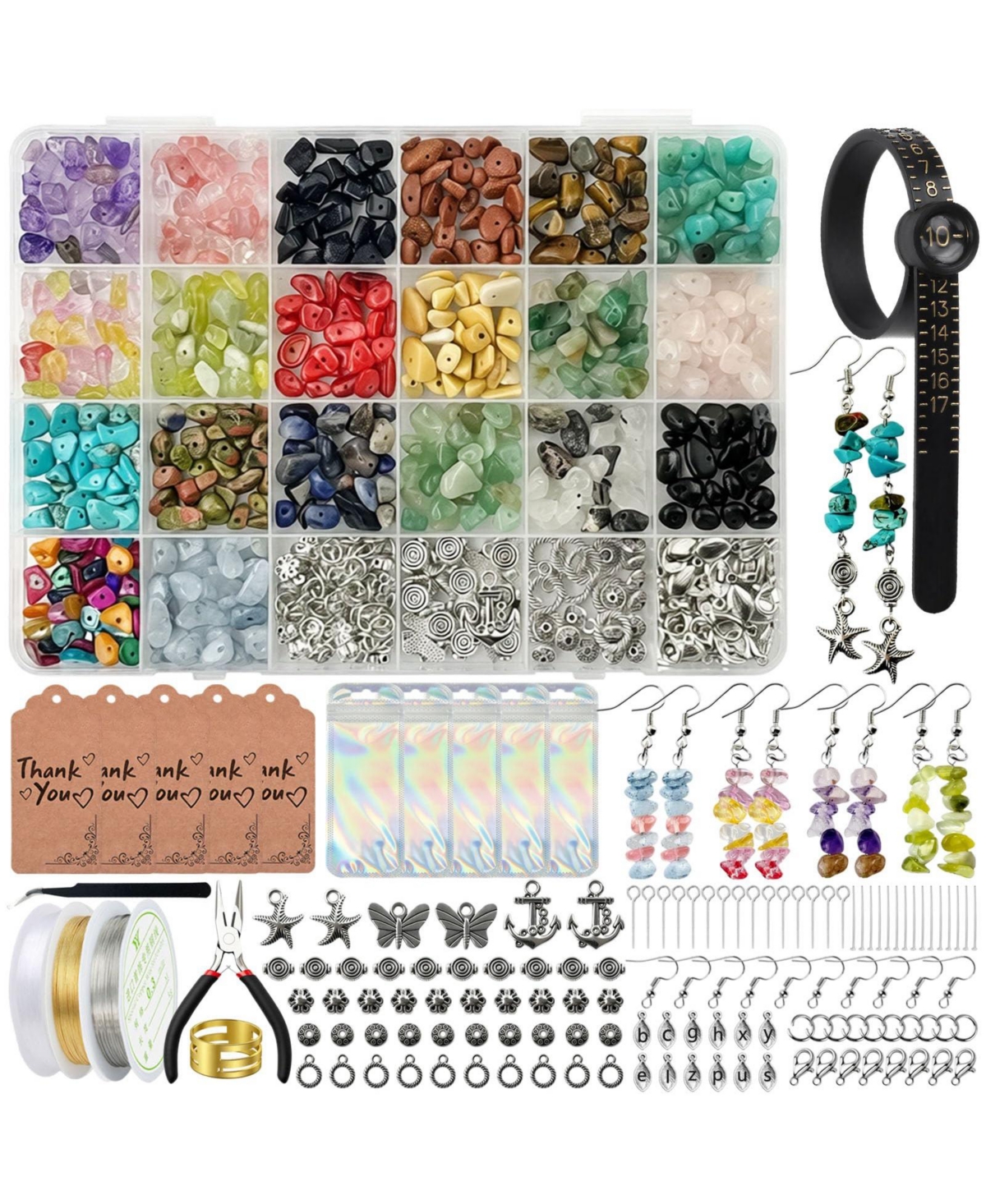 Aeelike 1200pcs Crystal Bead Jewelry Making Kit For Adults With Tools