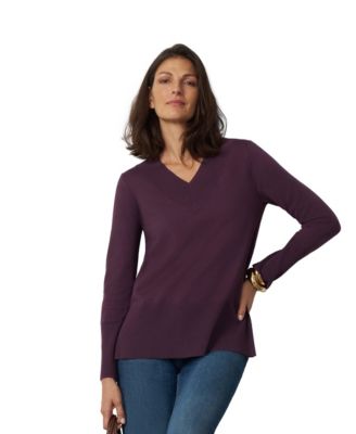 Women's Wide Rib V-Neck Sweater