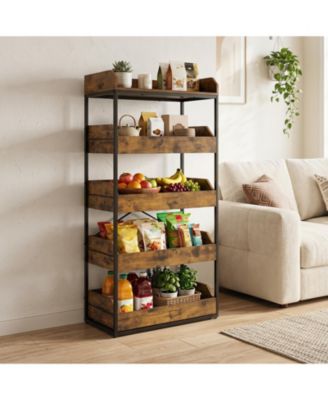 5-Tier Food Storage Rack, Retail Snack Display Shelf with 4 Pull-out Drawers