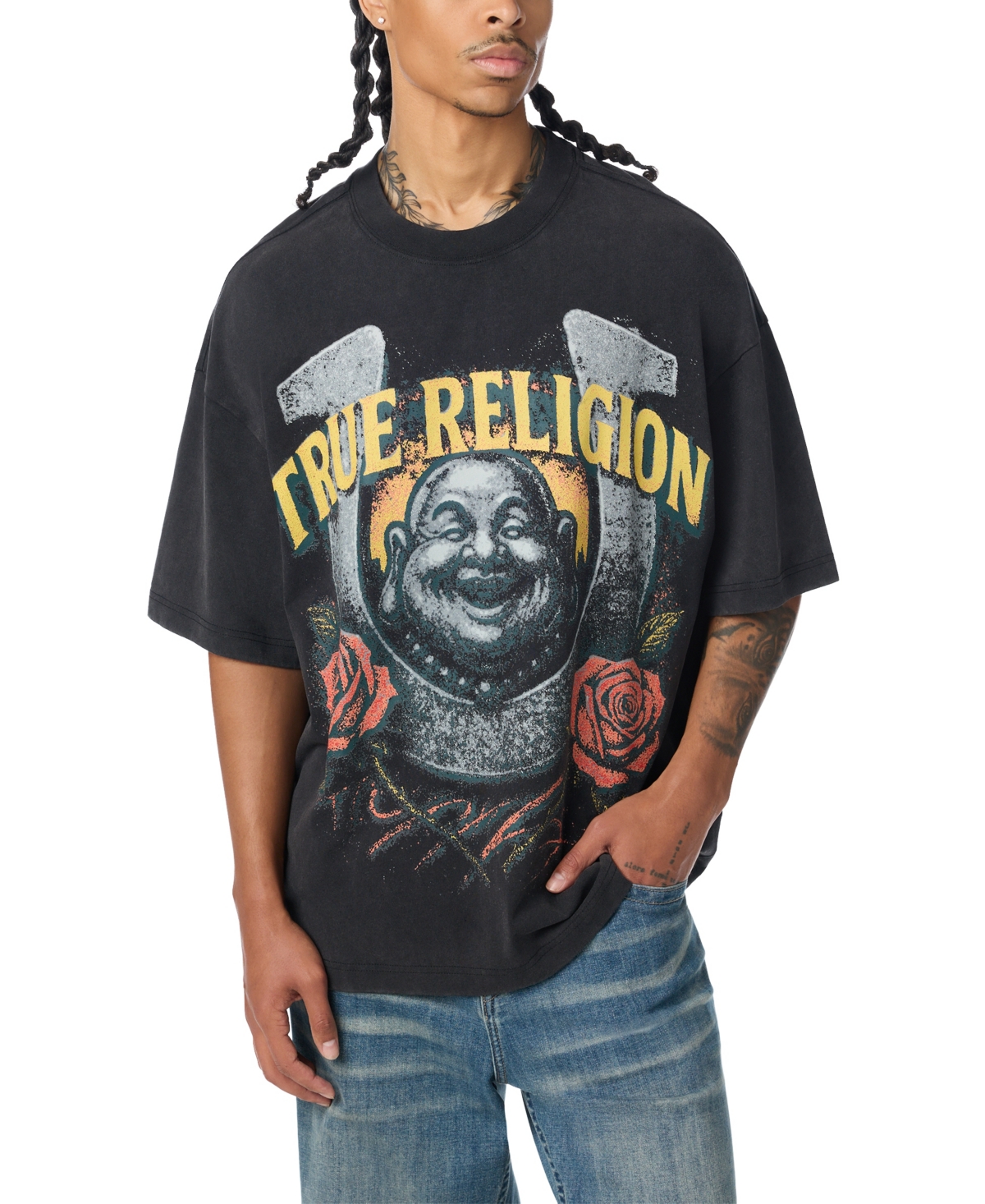 True Religion Men's Washed Heavyweight Oversized T-Shirt
