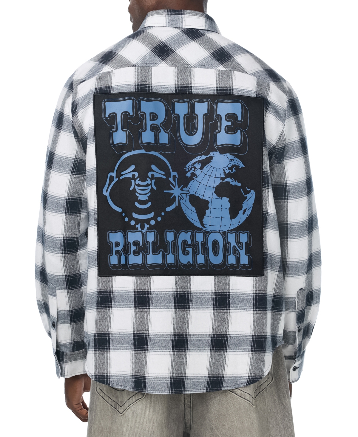 True Religion Men's Flannel Long-Sleeve Applique Shirt