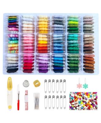 110 Colors Embroidery Floss Bracelet Kit With Storage Box Beads Cross Stitch Tools