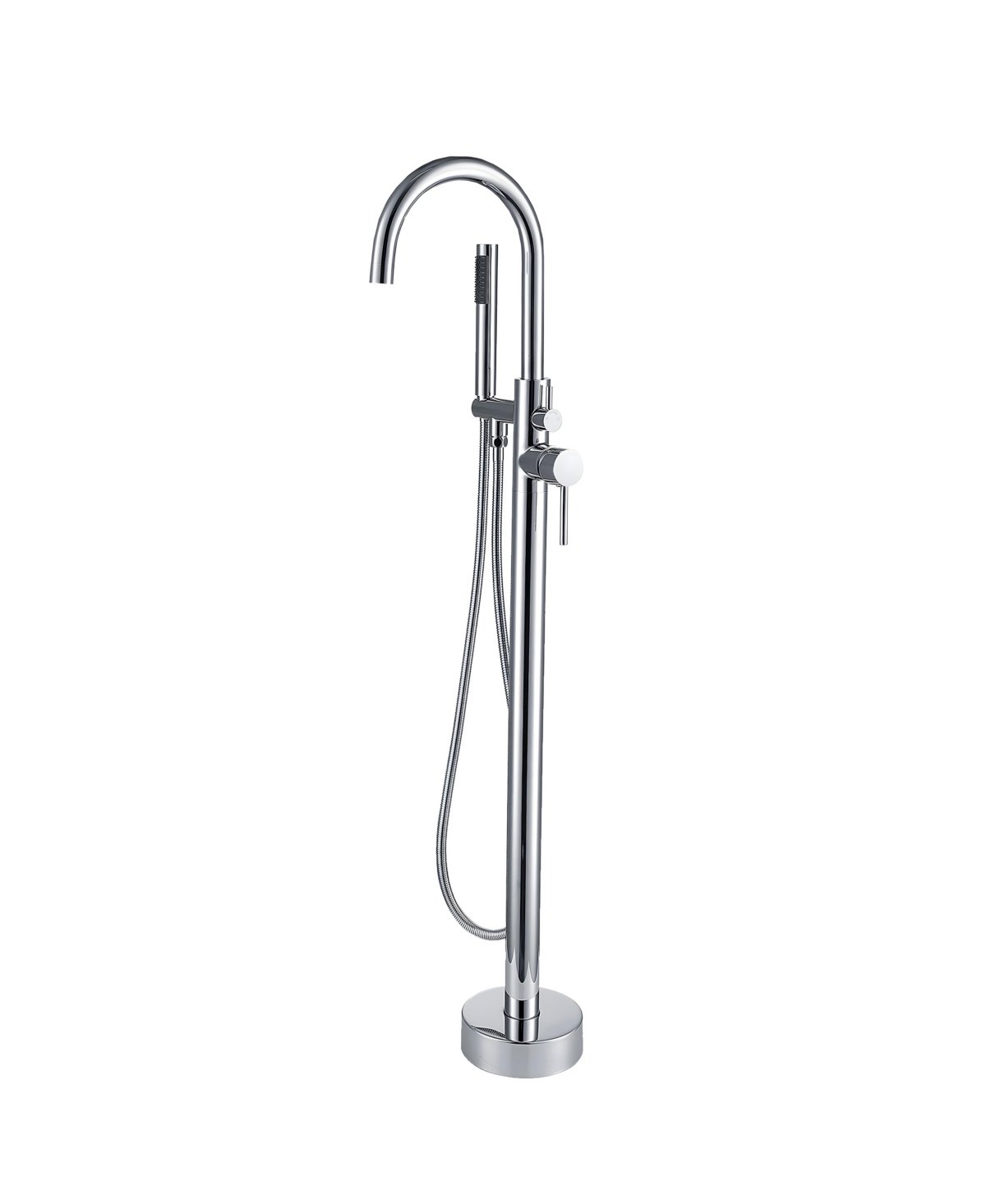 Thirtypeachy Freestanding Bathtub Faucet with Hand Shower, Single Handle Floor Mounted Tub Filler for Modern Bathroom - Chrome