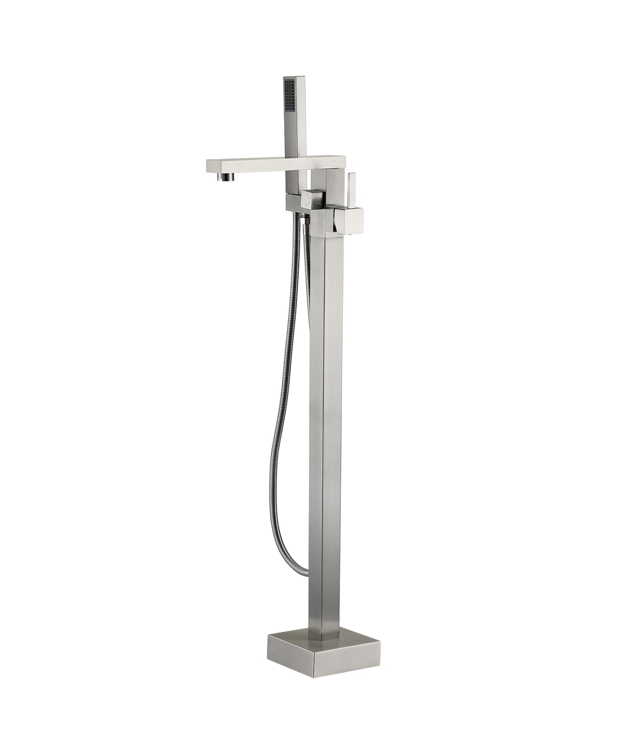 Thirtypeachy Freestanding Bathtub Faucet with Hand Shower, Single Handle Floor Mount Tub Filler for Modern Bathrooms - Nickel