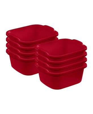 Large Multi-Function Home 12-Qt Sink Dish Washing Pan, Red (8 Pack)