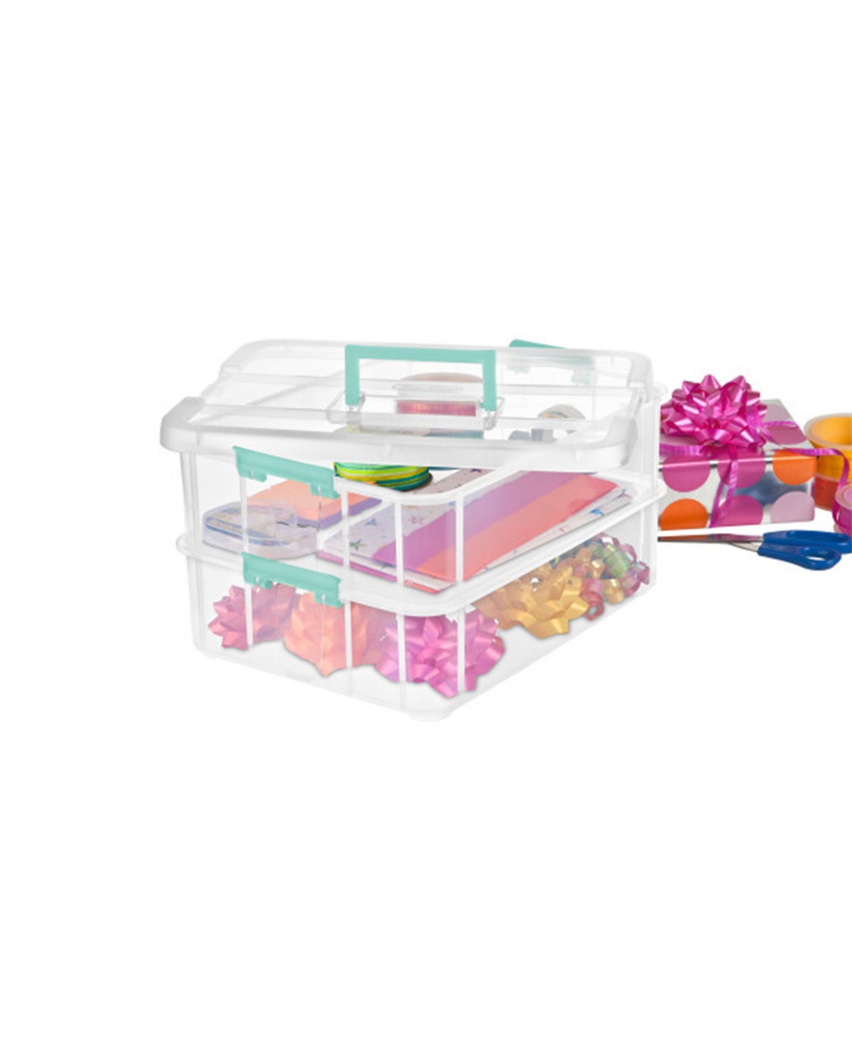 Sterilite Convenient Home 2-Tier Layer Stack Carry Storage Box