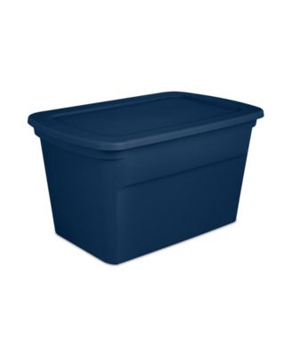 Classic Lidded Stackable 30 Gal Storage Tote Container, Blue, 18 Pack