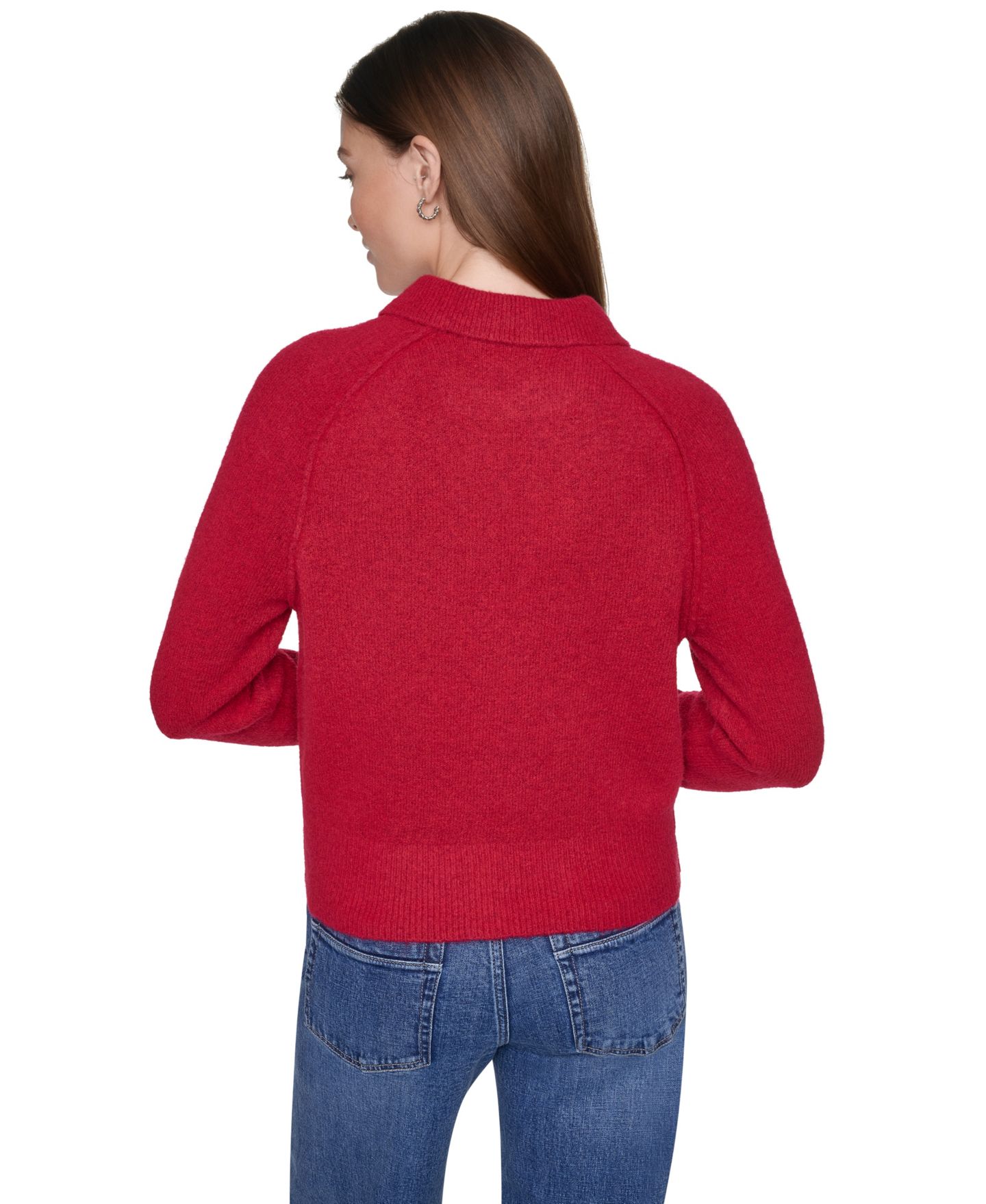 Женский свитер-поло DKNY Jeans, для невысоких, цвет: Рубиновый — фото 6