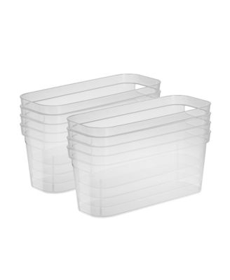 6.25x6.25x15 In Narrow Storage Bin with Carry Handles, Clear (8 Pack)