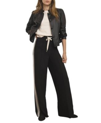 Women's Crochet Contrast Side Stripe Wide-Leg Trousers