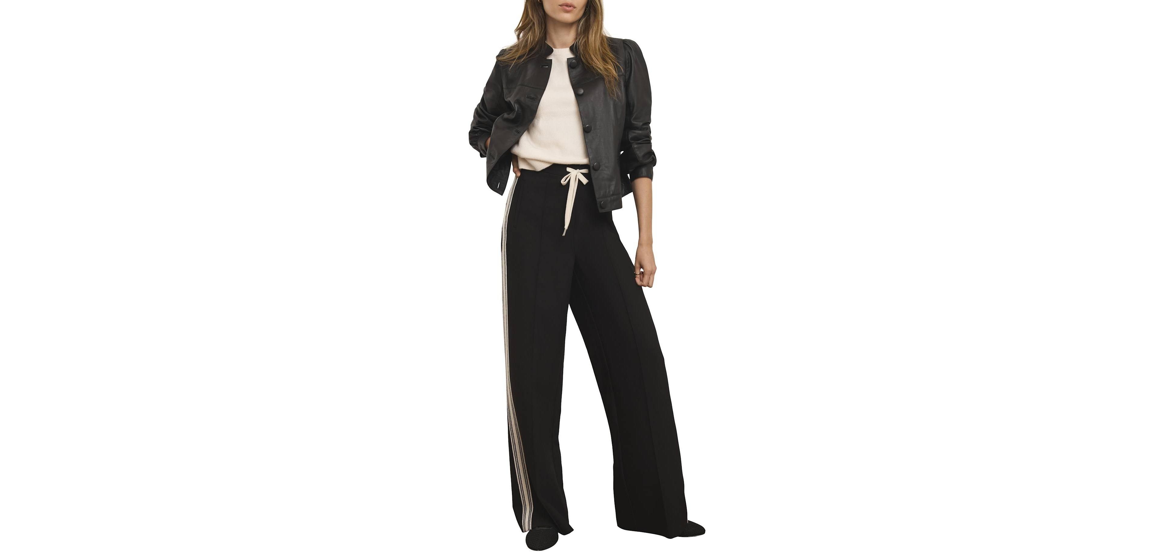 Mint Velvet Women's Crochet Contrast Side Stripe Wide-Leg Trousers