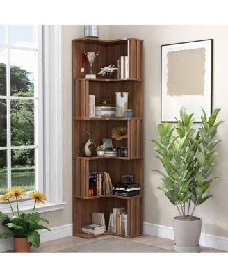 5-Tier Corner Bookshelf and L-Shaped Display Shelf Stand