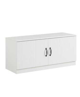 2-Door Shoe Storage Bench with Adjustable Interior Shelves