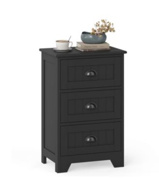 3 Drawers End Storage Wood Side Nightstand