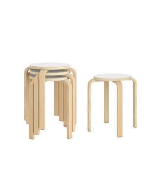 Set of 4 18 Inch Stackable Bentwood Dining Chairs with Round Top