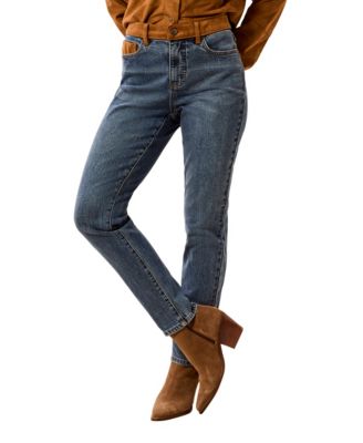 Women's Audrey Mid-Rise Slim Suede-Detail Jeans