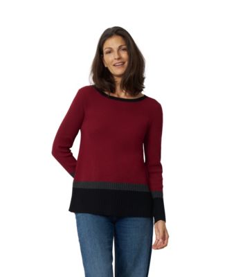 Women's Boat Neck Long-Sleeve Textured-Knit Tunic Sweater