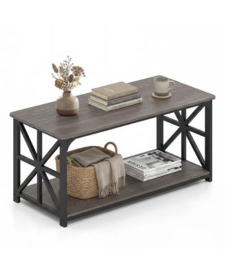 Coffee Table 2 Tier Center Table with Storage Shelf