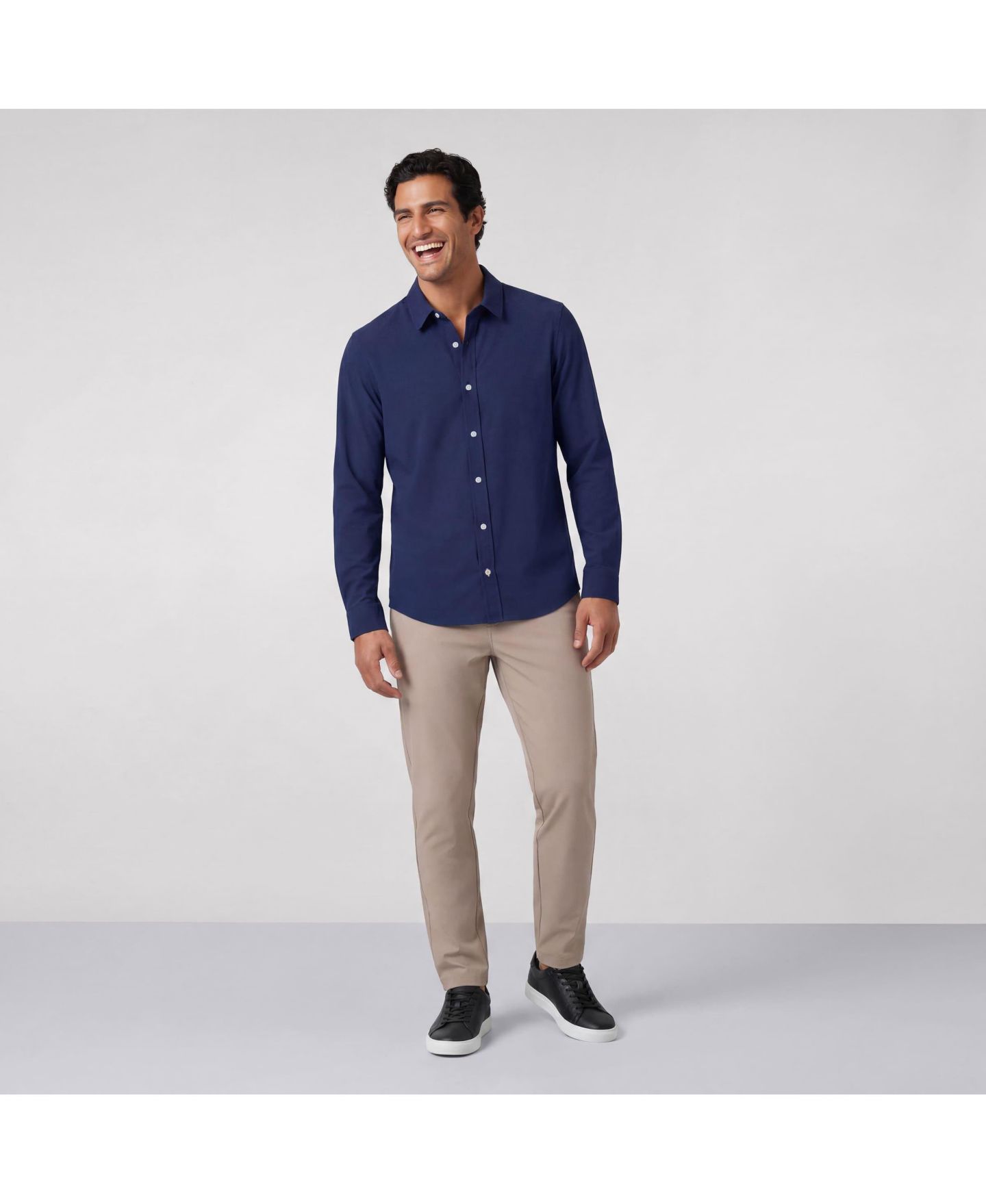 Мужская рубашка Jack Archer Everywear Dobby-Weave Classic-Fit Shorter-Length Dress Shirt, цвет: Тёмно-синий — фото 4