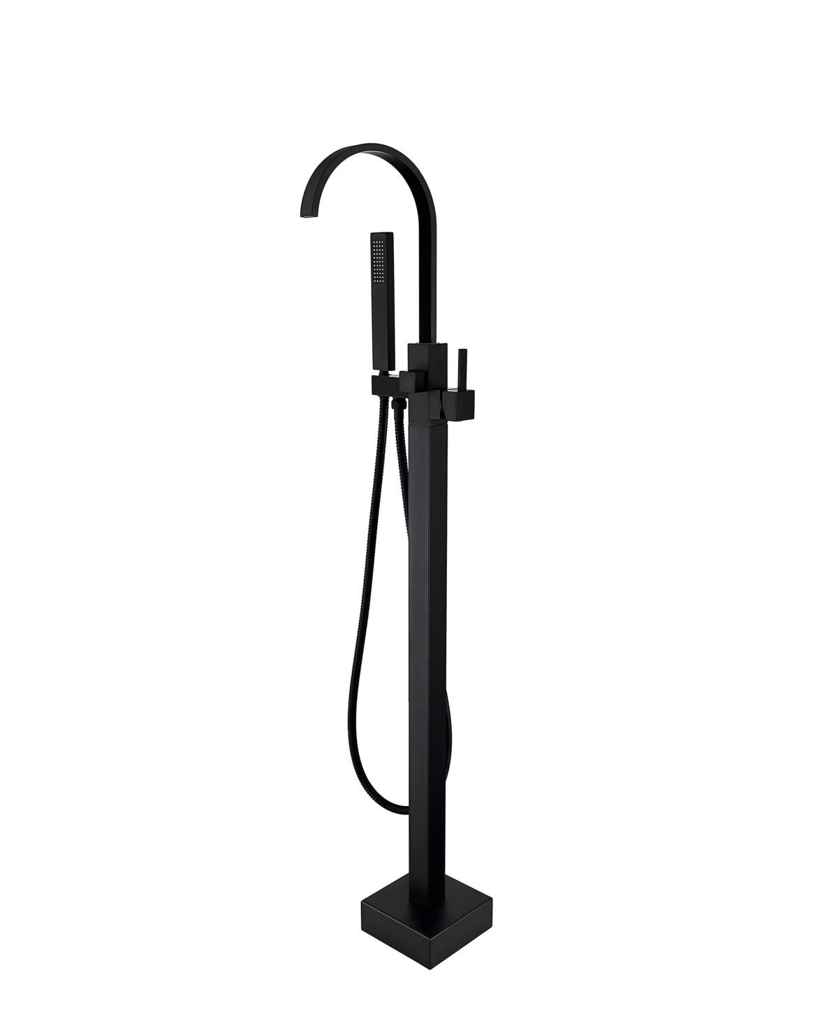 Thirtypeachy Freestanding Bathtub Faucet with Hand Shower, Single Handle Floor Mount Tub Filler for Modern Bathrooms - Black