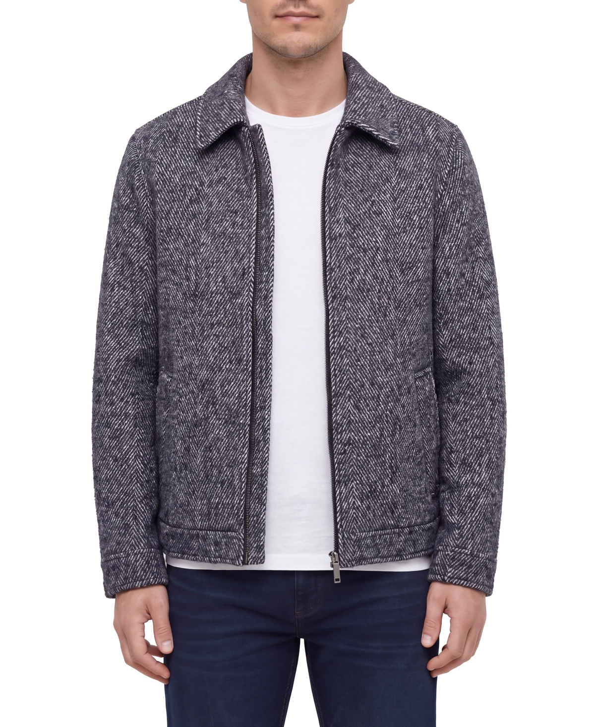 Bagatelle Men's Chevron Wool-Blend Zip-Up Blouson Jacket