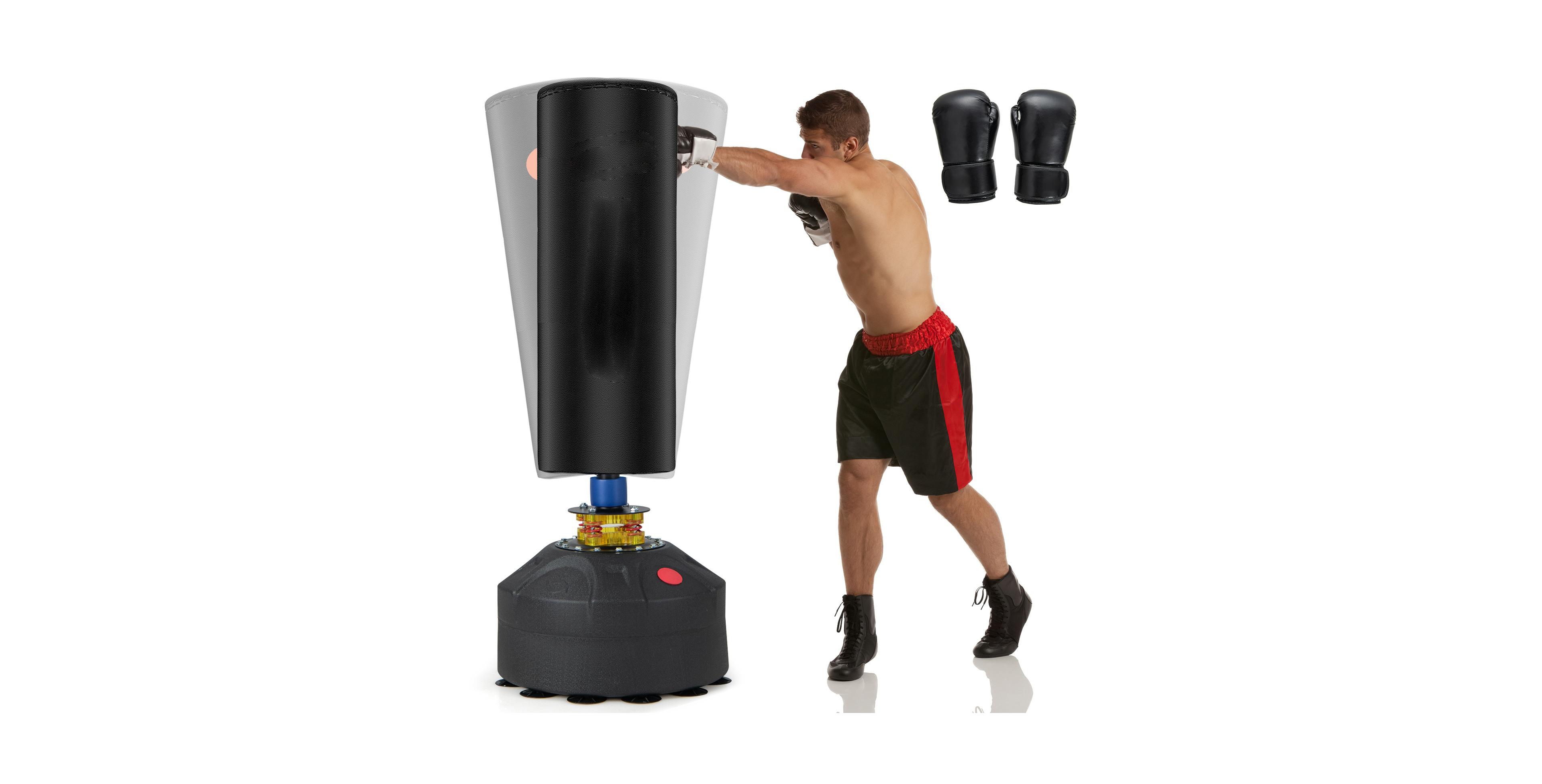 Glintex Punching Bag, Freestanding Kickboxing Bag with 68 in Stand, 12 Suction Cup Base, 4 Springs and Fillable Weight Base