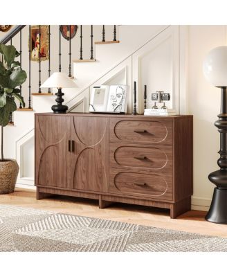 47.2'' Walnut Farmhouse Buffet Sideboard with 2 Doors and 3 Drawers