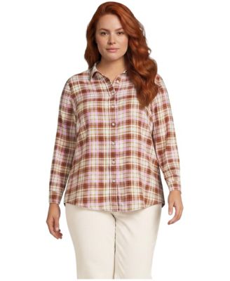 Plus Size Flannel Boyfriend Long Sleeve Shirt