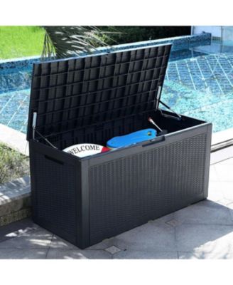 100 Gallon Large Deck Box, Outdoor Resin Storage Boxes for Patio Furniture, Outdoor Cushions, Garden Tools, Water Resistant and Lockable