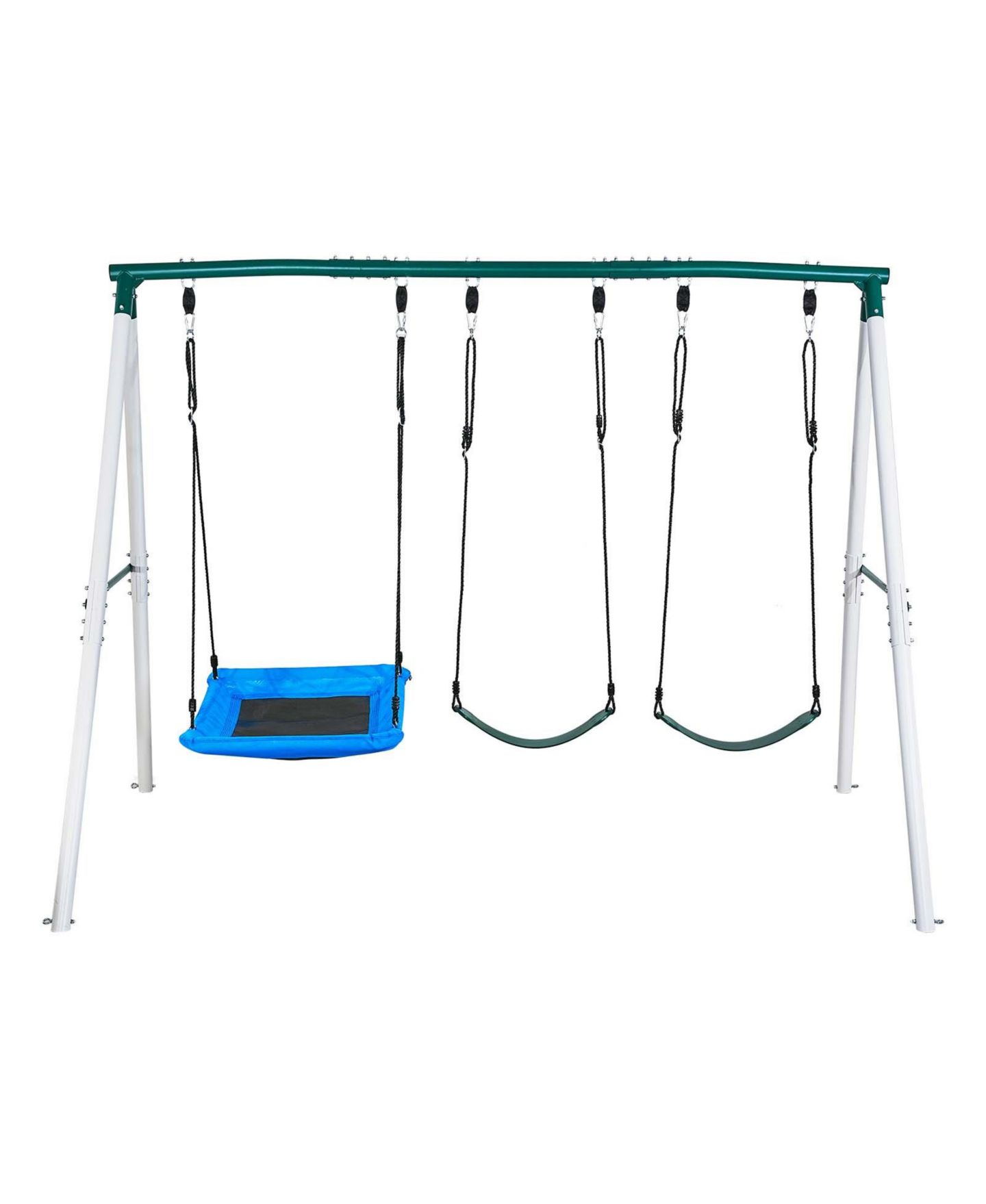 Детские игрушки Glintex Backyard A-Frame Swing Set, 700 lb Capacity, Three Seats, Ages 3+, цвет: Зелёный — фото 5