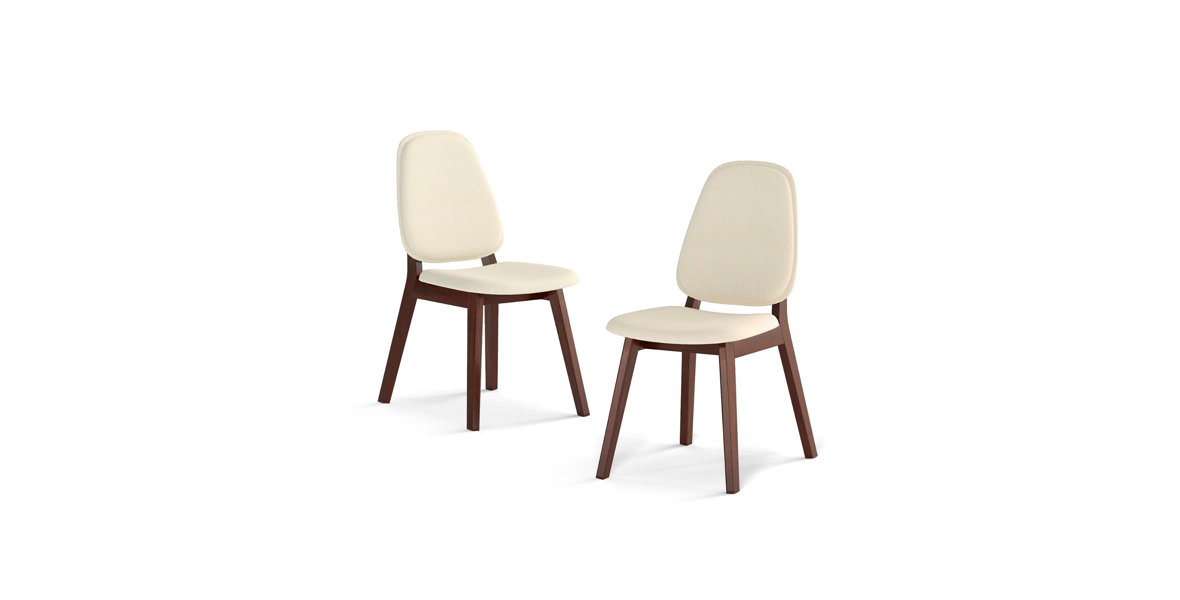 Mecale Wooden Dining Chair Set of 2 Mid Century Modern Upholstered Side Armless Chair