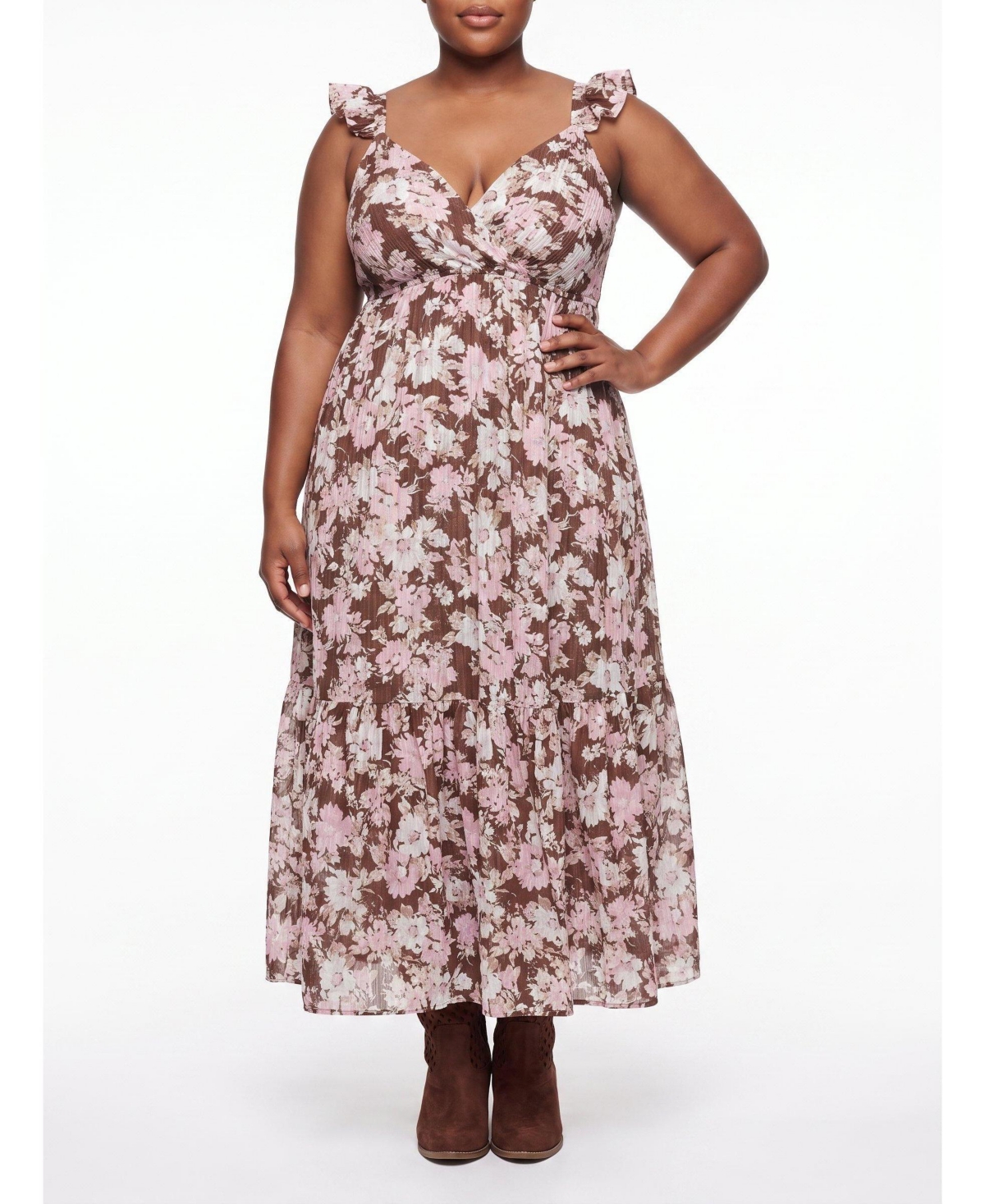 Torrid Plus Sleeveless Surplice Ruffle Maxi Dress